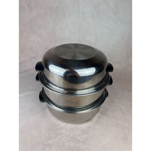 Vintage Townecraft Chef Ware 4 PC Dome Lid, 3 Qt Bottom Pan, Trivet & Stainer - Picture 2 of 7